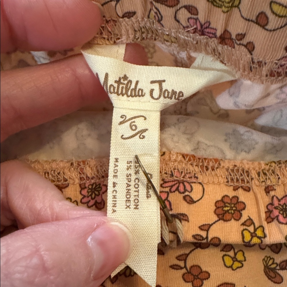 Matilda Jane Floral Ruffle Shorties - Peach and Rust size 6 NWT “Stay Positive” - Picture 6 of 7